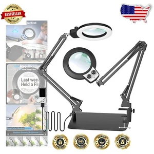 Compact 10X Magnifying Lamp with Double Knob & Dimmable LED for Precision Work - Picture 1 of 9