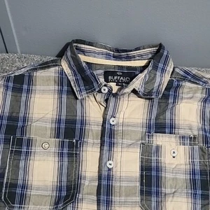 Buffalo David Bitton Shirt Boys Extra Large Blue Plaid Long Sleeve Button Up - Picture 1 of 9
