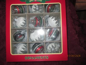 Radko Shiny Brite kleine beflockte Weihnachtsschmuck 12er Box 2024 Neu mit Etikett - Bild 1 von 3