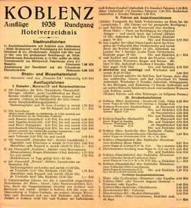 Alemania, 1938, guía de la ciudad vintage / folleto publicitario - Coblenza - Imagen 1 de 6