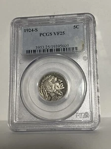 1924-S BUFFALO 5c PCGS VF25 - - Picture 1 of 2