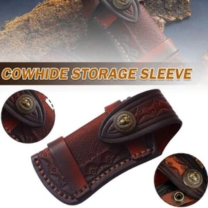Folding Knife Leather Sheath For Leatherman Multitool Sheath Pocket With Buckle - Picture 1 of 11