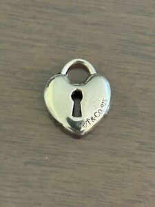 Tiffany & Co Keyhole Heart Padlock Charm  Sterling Silver 1g(23-17)
