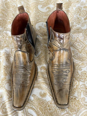 Robert Wayne Mens James Western Cowboy Ankle Boots Point Square Toe Cross 8 - Image 1 of 4