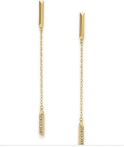 $58 Kate Spade RAISE THE BAR LINEAR DROP EARRINGS GOLD TONE B13 - Picture 1 of 5