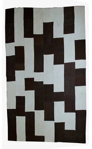 Handmade vintage Turkish Patchwork kilim 6.11'x5.3' (161cmx212cm) 1970s - 1B532 - Picture 1 of 6