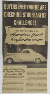 Vintage 1937 Studebaker DICTATOR Car Newspaper Print Ad - Picture 1 of 3