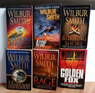 Wilbur Smith Lot 6 Paperback Books Golden Fox,Monsoon,Rage,Diamond Hunters Foto 1 de 2