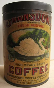 Vintage Swansdown Coffee One Pound 1lb Advertising Can Pittsburgh PA~RARE~SCARCE - Picture 1 of 12