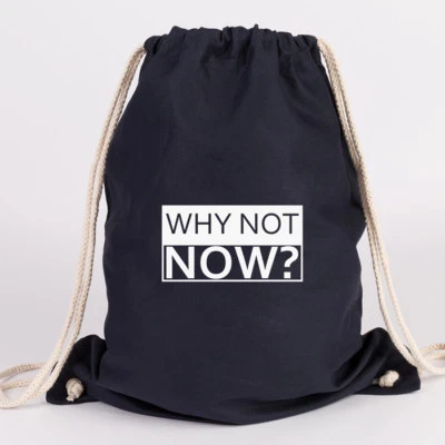 JUNIWORDS Turnbeutel Motiv "why not now?" ver. Farben Geschenk Geburtstag Tasche