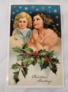 Vtg Lillian Vernon Christmas Greetings Postcard New Victorian Children Praying - Picture 1 of 3
