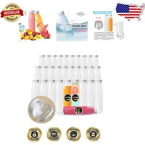 54 Clear Plastic Juice Bottles with White Tamper Caps, 7 oz - Food-Safe Choice - Picture 1 of 8