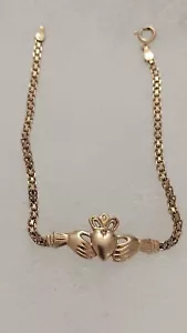 Brazalete Estate de malla Claddagh de oro amarillo de 14 quilates irlandés de 7" 3,6 gramos de ESI - Imagen 1 de 7