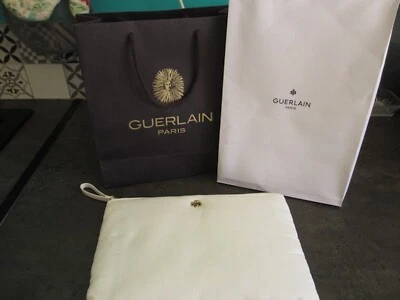 NOUVEAUTÉ GUERLAÏN POCHETTE/TROUSSE DE TOILETTE EN VELOURS BLANCHE ZIPPÉE NEUVE - Photo 1/4