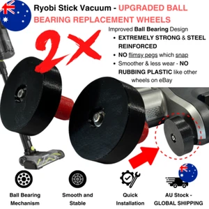 2x Upgraded Ball Bearing Wheels - Ryobi Stick Vacuum (R18XSV9/R18SV5/PBLSV716K) - Picture 1 of 4