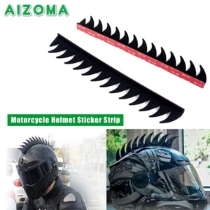 Black Motorcycle Rubber Racing Helmet Mohawk Warhawk Spikes Dirtbike 3M Stick - Picture 1 of 12