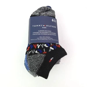 Tommy Hilfiger Kids Boys Size S Black Assorted Cushion No Show Socks 6 Pairs - Picture 1 of 4