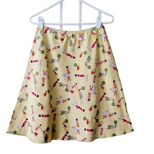 Vintage A. Byer Yellow Cotton Stretch Pull On A-Line Skirt Women's Size Medium - Picture 1 of 11
