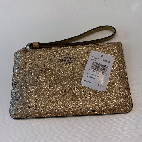 Polso nuovo con etichette Autentico Coach Star oro glitter argento glitter cerniera F38641 $85