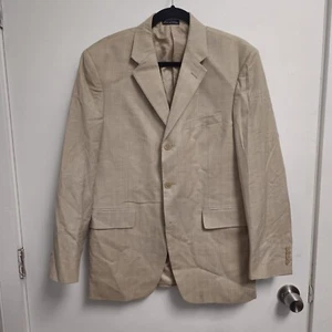 Bachrach 100% Wool Tan Striped Stitched Blazer Size 39R x 32W - Picture 1 of 17