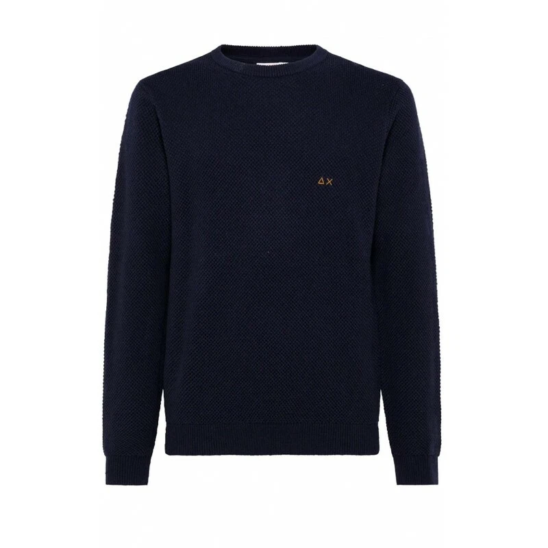 MAGLIONE SUN68 UOMO ROUND KNIT K41117 NAVY Lana Merinos 135€  Pullover Sweater - Immagine 1 di 1