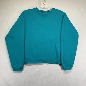 Vintage Damen Sweatshirt türkis cropped Gr. Extra Small unbedruckt uni 90er - Bild 1 von 14