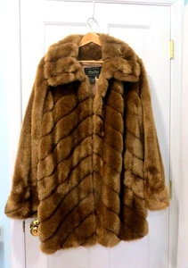 Vintage Terry Lewis Classic Luxuries Women's Brown Faux Fur Coat Size Large - Picture 1 of 8