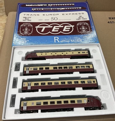RAILTOP MODELL HO SCALE TRANS EUROPE EXPRESS TEE 50 YEARS 4 CAR DIESEL SET RAM! - Bild 1 von 4