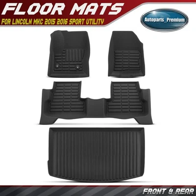 4Pcs Front and Rear Floor Mats Liners for Lincoln MKC 2015 2016 Sport Utility - Image 1 of 4