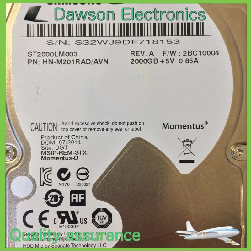 For Samsung Seagate Momentus ST2000LM003 2TB 2.5" SATA Notebook Hard Drive 32MB - Image 1 of 1