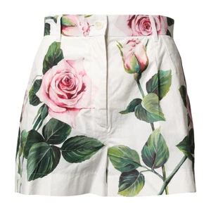 DOLCE & GABBANA Short White Floral Print High Waist Hotpants IT38/US4/XS 670usd - Picture 1 of 6