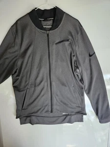 Nike Basketball Jacket Mens Large Gray Black Dri Fit Full Zip Pocket NBA Warm Up - Picture 1 of 9