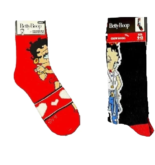 2 pares de calcetines Betty Boop - 1 Crew y 1 calcetines acogedores - se adapta a tallas - 5-10 y 9-13 Foto 1 de 1