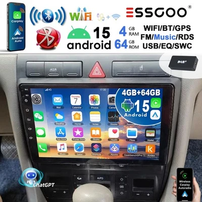 Android15 Für Audi A6 4B2 4B5 C5 1997-2005 Carplay Autoradio GPS NAVI DAB+ 4+64G - Bild 1 von 4