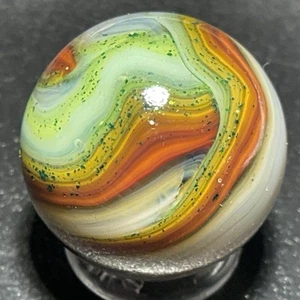 D.A.S Marbles - Bash-Wispy Yellow/Brown Oxblood/Green Aventurine Swirl(.72") - Picture 1 of 15