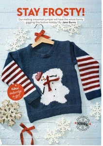~ Pull-Out Knitting Pattern For Child's adorable Melting Snowman Jumper ~ - Picture 1 of 2