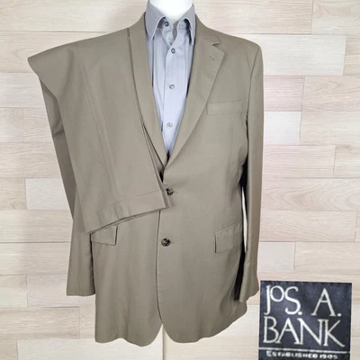 Joseph A Bank 2 Piece Suit Mens 42L 34X34 Tan Single Vented Wool - Image 1 of 4