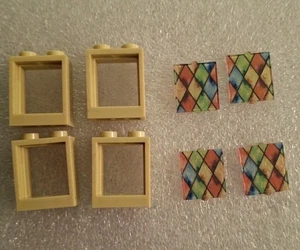 4 bloques de construcción de vidrieras rombo marco beige Lg compatibles con la marca   - Imagen 1 de 4