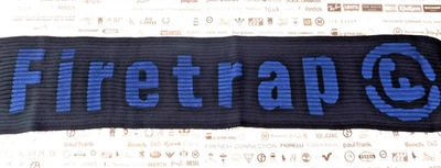 Bufanda acanalada FIRETRAP índigo para hombre marca delgada larga bufandas de un lado nueva con etiquetas R£25 Foto 1 de 4