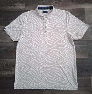 William Murray Earn Your Stripes Zebra Print  Golf Polo Cream Size Large NWOT - Picture 1 of 11