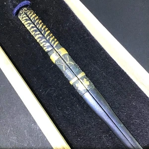 Japón Antiguo Era Edo Kyo Paulownia Wari Kogai Shakudo Caja Espada Hoja Katana   - Imagen 1 de 4