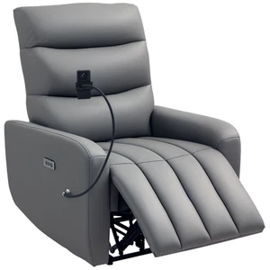 HOMCOM Electric Recliner Chair with Phone Holder, USB Charge Port, Grey - Picture 1 of 11
