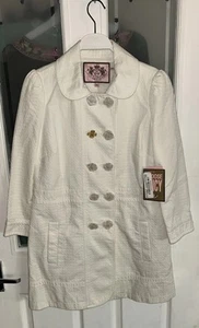 Bnwt Juicy Couture Cream Angel Ruffle Detail 3/4 Sleeve Trench Coat Size M - Picture 1 of 12
