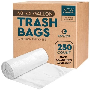 40 to 45 Gallon Trash Bags - 250 Count - 40" x 48" Clear Plastic Garbage Bags... - Picture 1 of 6