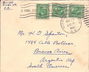 Canal Zone  cover from Diablo Hts. to Argentina 1941 very R! - Picture 1 of 2