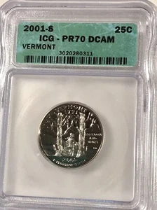 2001 S 25C Vermont State Quarter PR70DCAM ICG - Picture 1 of 2