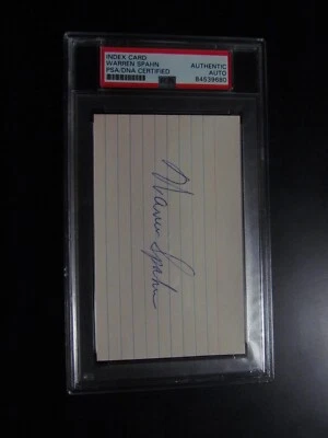 Warren Spahn Signed Index Card PSA Encapsulated  - Image 1 of 3