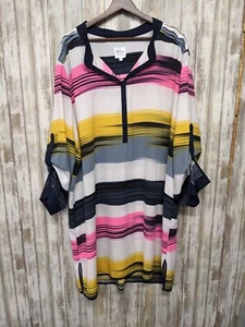 Misa Los Angeles Womens Shirt Dress Cover-up 1X Colorful Resort Vacation  - Picture 1 of 16