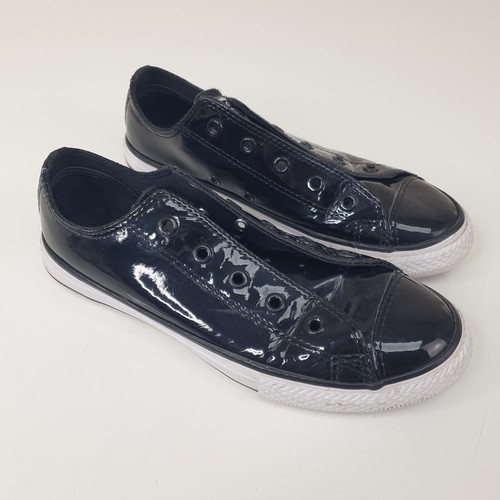 Sneaker Converse All Star basse da ginnastica ragazza UK 2 nere con lacci in vernice