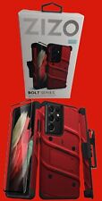 Zizo Bolt Series for Galaxy S21 Ultra Case With Screen Protector Red/black